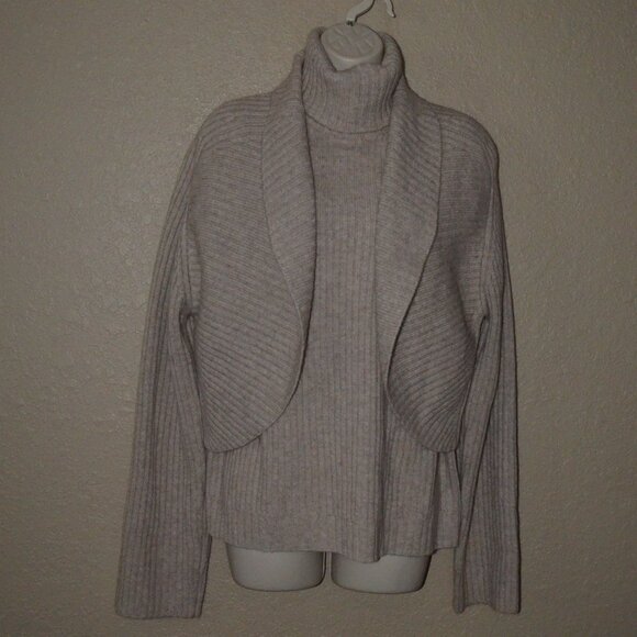 NWT Sz S Barbara Bui Oatmeal Two Piece Ribbed Sleeveless Turtleneck Card… - Picture 2 of 11